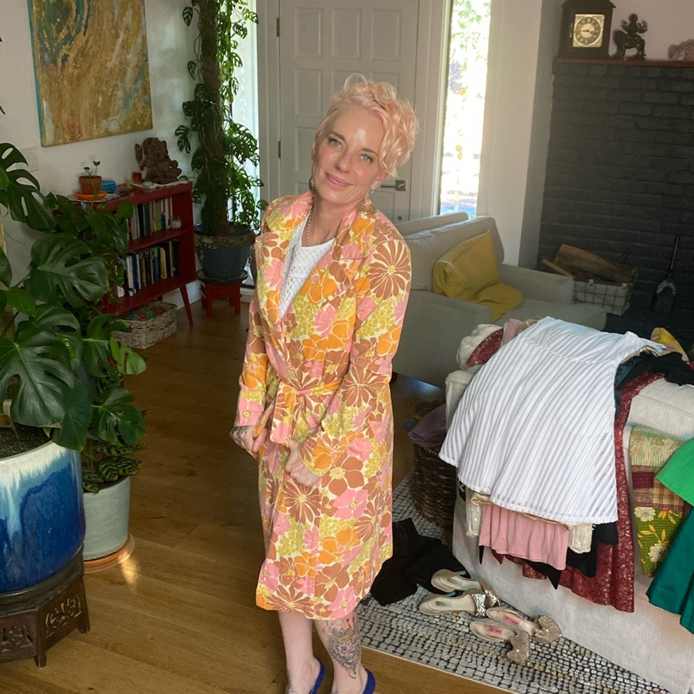 Mumu floral trench coat